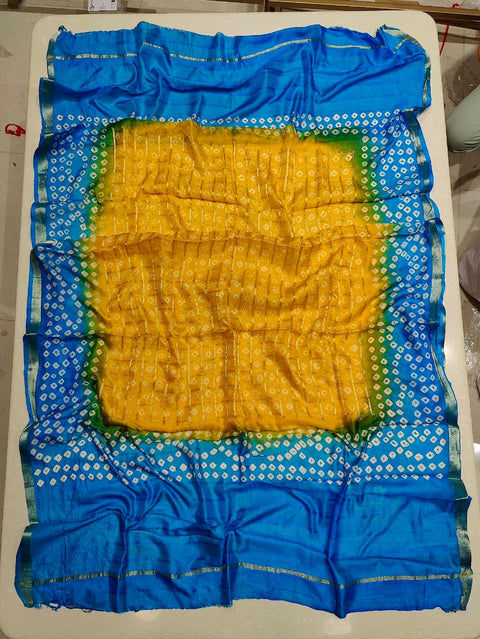 KcPc New Traditional Bandhani Style Art Silk Dupatta with Zari Border (Set of 14 Pcs )