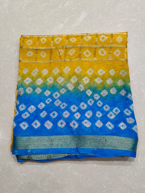 KcPc New Traditional Bandhani Style Art Silk Dupatta with Zari Border (Set of 14 Pcs )