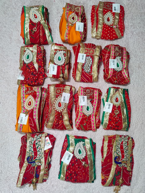 KcPc Latest Mos fabric Embroidery Border Work Marwardi Broach Stole (Set of 14 Pcs )