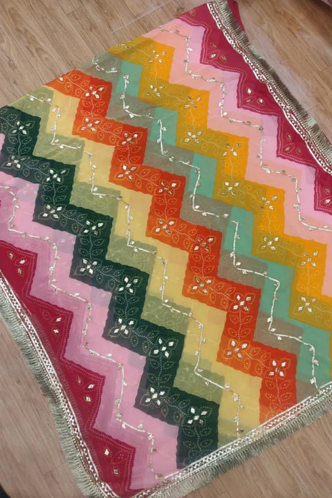 KcPc New Traditional Festive Wear Georgette Saree with Zig Zag Design  MHS