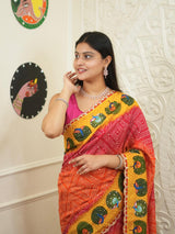 Buy New Bandhani Style With Cutdana Mirror Work Saree KcPc