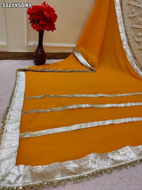 KcPc New Letest Stylish Georgette Saree with Rich Gota Border Work MHS