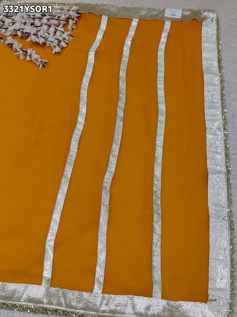 KcPc New Letest Stylish Georgette Saree with Rich Gota Border Work MHS