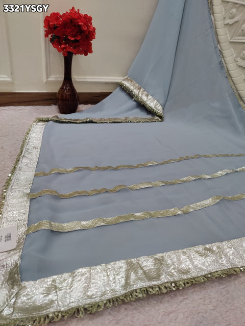 KcPc New Stylish Georgette Saree with Rich Gota Border Work MHS