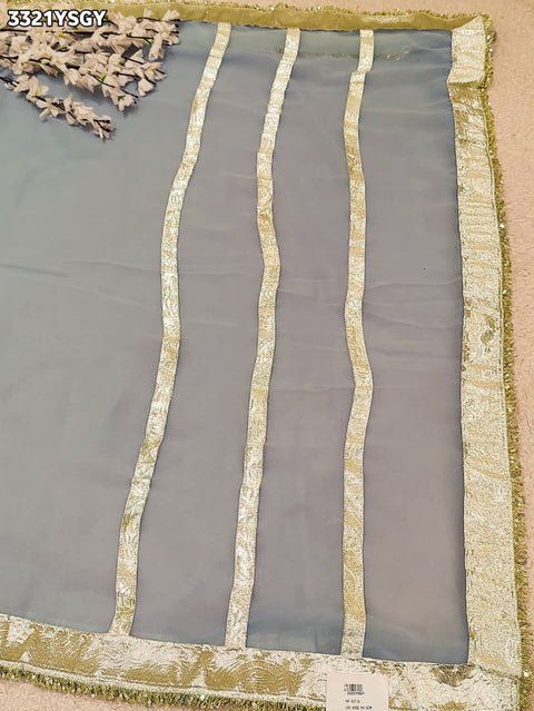 KcPc New Stylish Georgette Saree with Rich Gota Border Work MHS