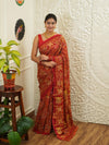 KcPc Designer Vintage Look Cotton Ghatchola Aara Tari Work SareeCHA Red