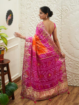 By New Bandhani Saree with Gotapatti Work