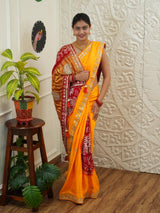 Buy Pure Gaji Silk Bandhani Saree Kcpc