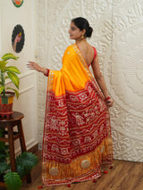 Buy Pure Gaji Silk Bandhani Saree Kcpc