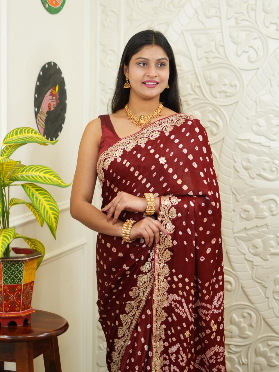 KcPc New Lounch Modal Silk Gotapatti Work Saree With Blouse amt