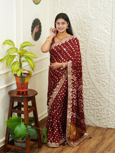 KcPc New Lounch Modal Silk Gotapatti Work Saree With Blouse amt