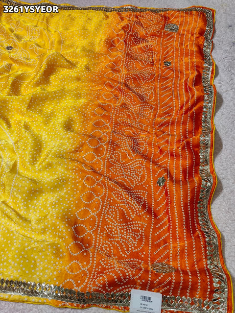 KcPc New Premium Gaji Silk Bandhani Saree with Rich Gotapatti Detailing  PF