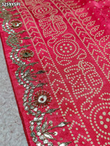 KcPc New Royal Bandhani Style Gaji Silk Saree with Hand Cutdana Gotapatti PF