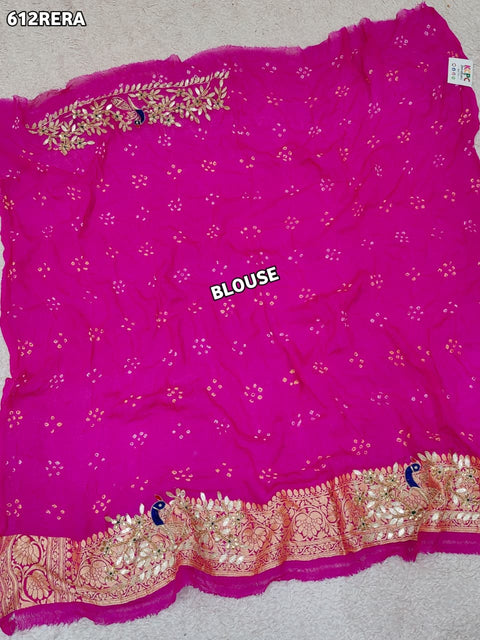 KcPc New  Designer Pure Khaddi Georgette Neemjari Bandhej Ghatchola Gotapatti Lehenga  BT