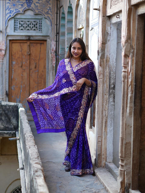 KcPc new Pure Chinon Bandhani Saree for Party & Traditional Occasions    AMT