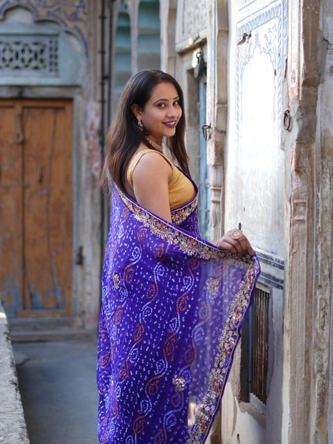 KcPc new Pure Chinon Bandhani Saree for Party & Traditional Occasions    AMT