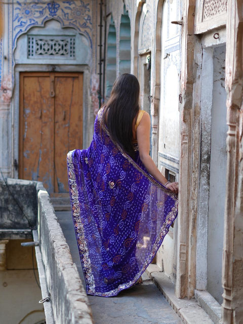 KcPc new Pure Chinon Bandhani Saree for Party & Traditional Occasions    AMT