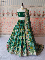 KcPc Pure With Pure Gaji Silk Dupptta Gotapatti zardoji Moti Foil work GreenBTU