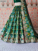 KcPc Pure With Pure Gaji Silk Dupptta Gotapatti zardoji Moti Foil work GreenBTU
