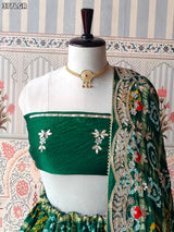 KcPc Pure With Pure Gaji Silk Dupptta Gotapatti zardoji Moti Foil work GreenBTU