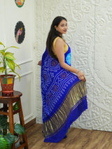 KcPc Latest Designer Pure Gaji Silk Bandhani Sarees Royal Blue