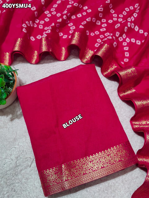 KcPc New Graceful Bandhani Style Moss Chiffon Georgette Saree with Zari Border KDN