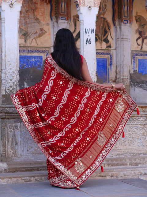 KcPc New Premium Modal Silk Bandhani Saree for Festive Occasions  AMT