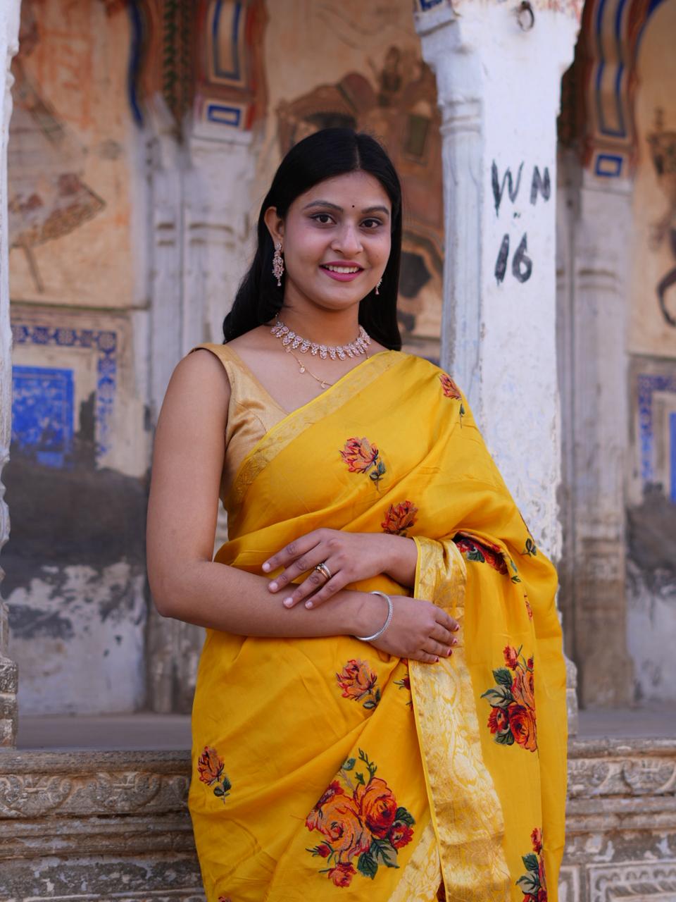 Buy New Royal Festive Collection Saree Featuring Intricate Kashida Embroidery KcPc