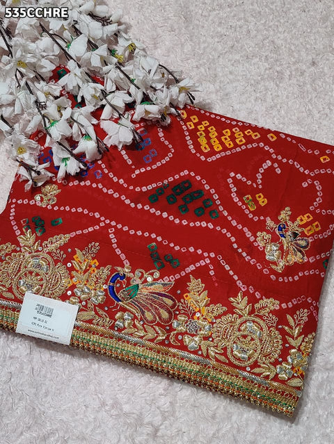 KcPc Pure Ojariya Handwork Zardoji Kolkata Special Marwari Chunri Odhna Chunri (Red)