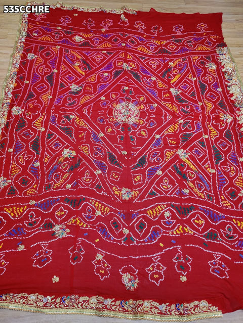 KcPc Pure Ojariya Handwork Zardoji Kolkata Special Marwari Chunri Odhna Chunri (Red)