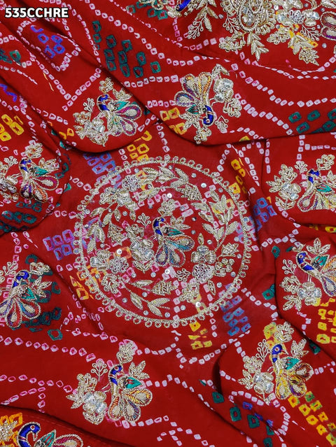 KcPc Pure Ojariya Handwork Zardoji Kolkata Special Marwari Chunri Odhna Chunri (Red)