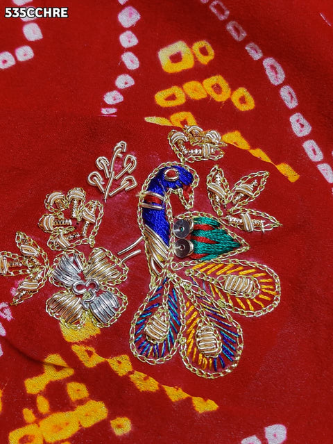 KcPc Pure Ojariya Handwork Zardoji Kolkata Special Marwari Chunri Odhna Chunri (Red)