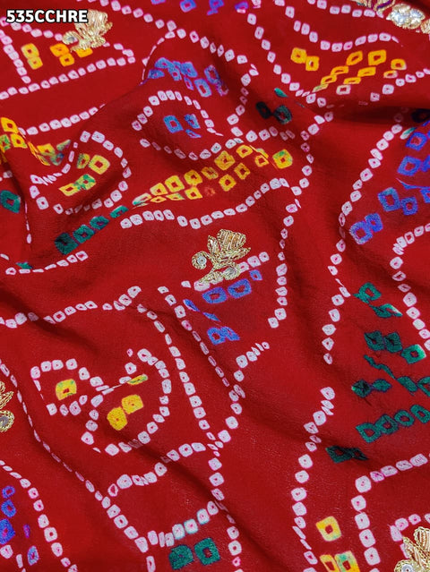 KcPc Pure Ojariya Handwork Zardoji Kolkata Special Marwari Chunri Odhna Chunri (Red)