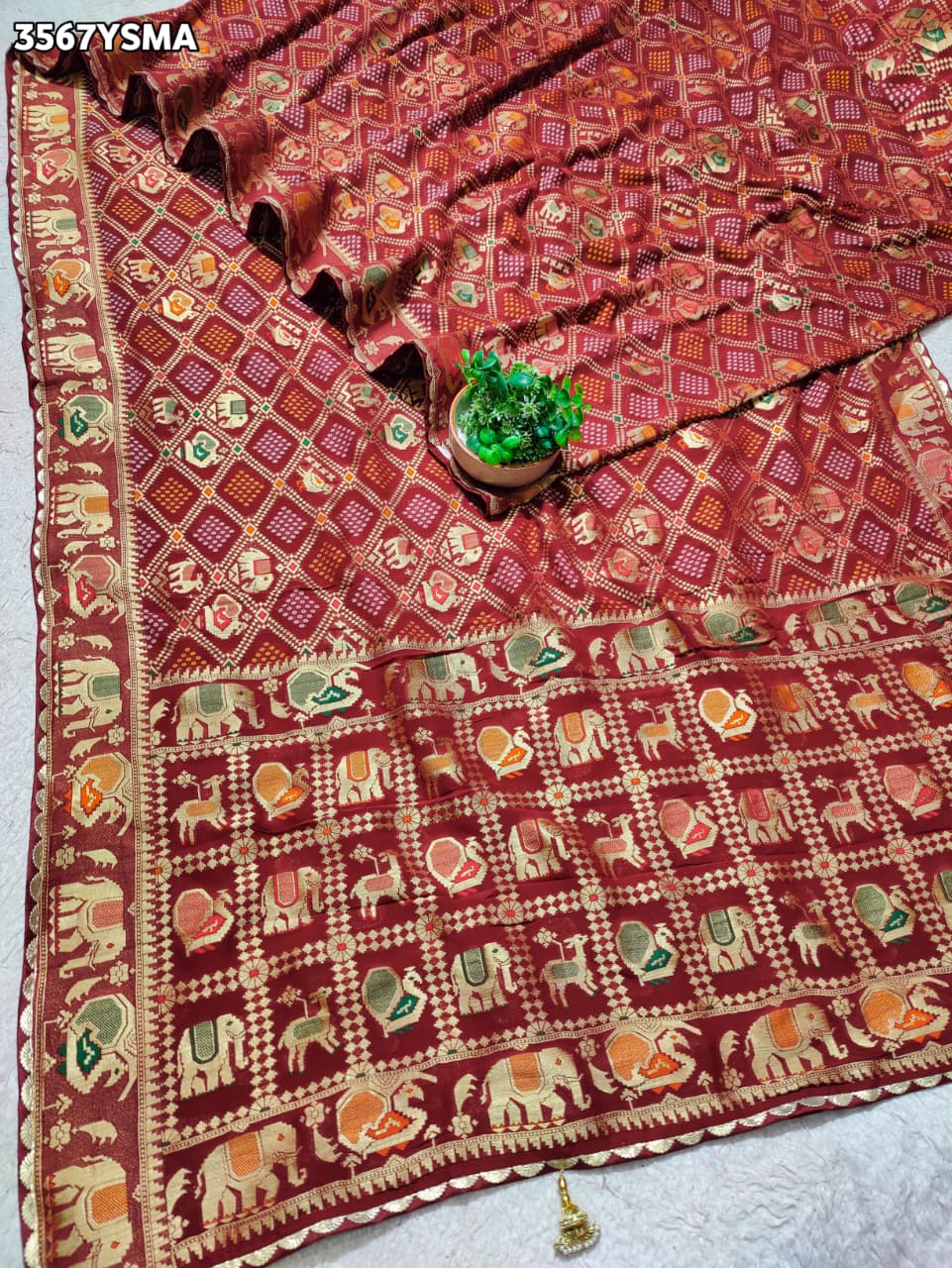 Buy New Elegant Bandhani Saree With Festive Wear KcPc