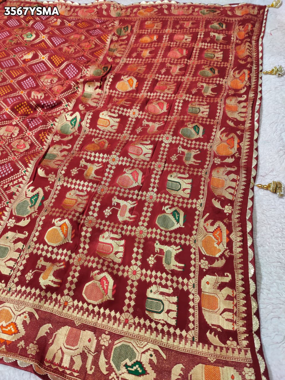 Buy New Elegant Bandhani Saree With Festive Wear KcPc