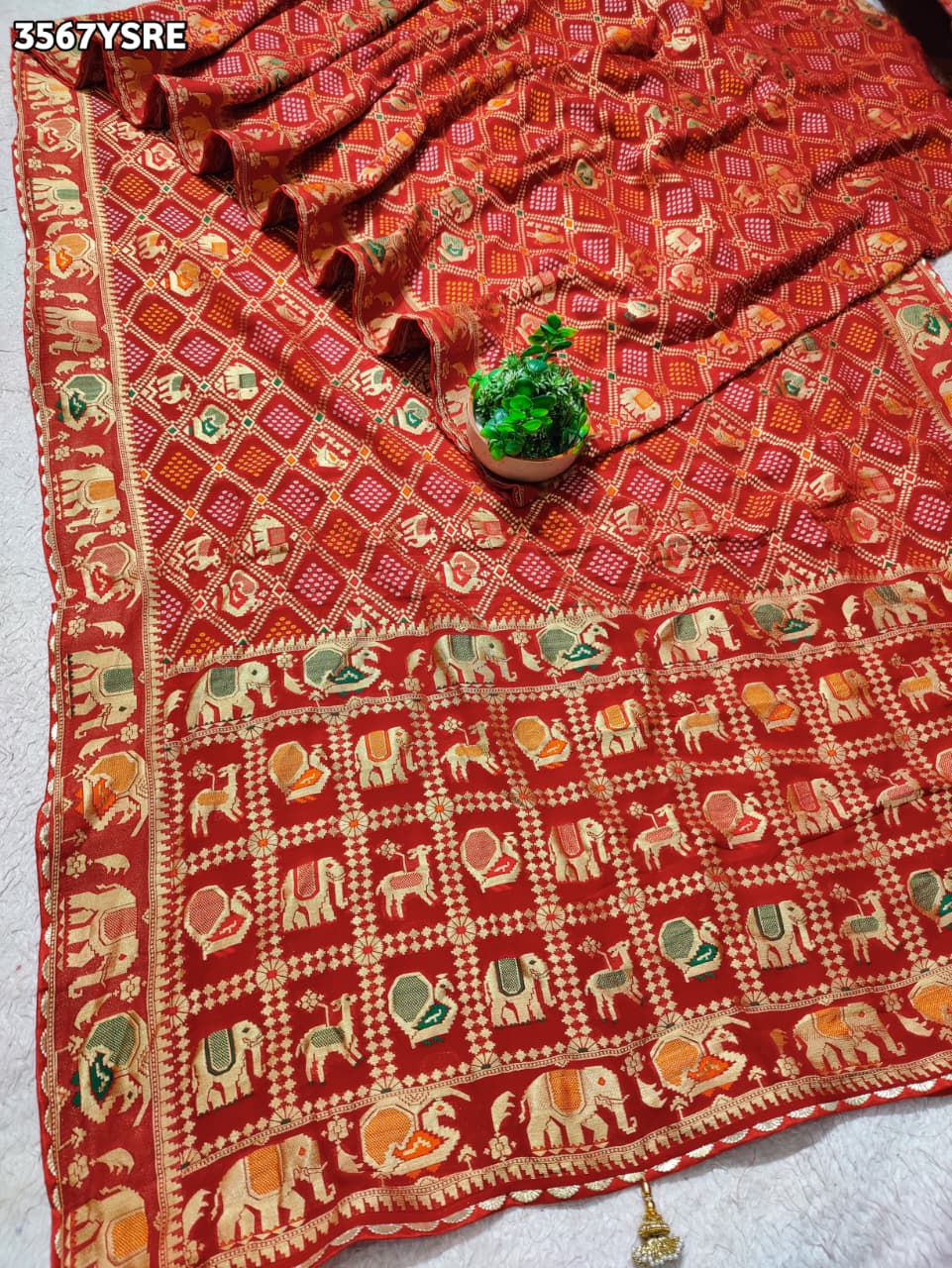 Buy New Elegant Bandhani Saree With Festive Wear KcPc