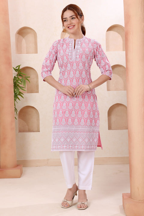 KcPc New Premium Pure Cotton Chikankari Party Wear Kurti