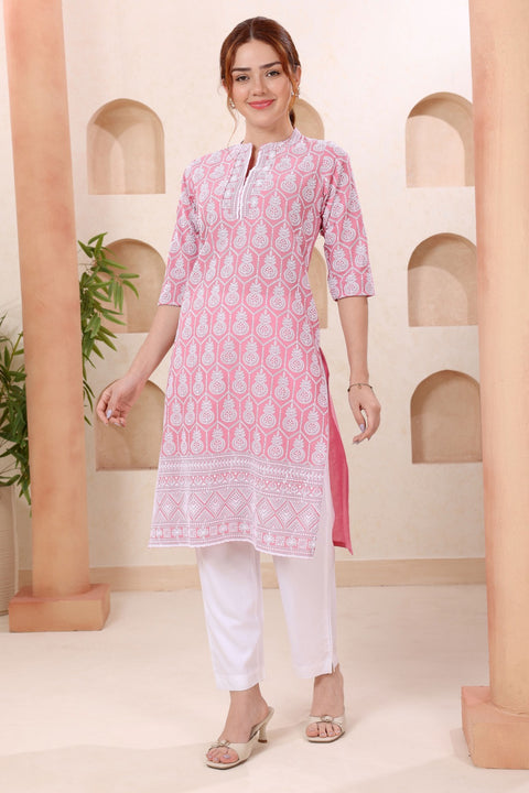 KcPc New Premium Pure Cotton Chikankari Party Wear Kurti