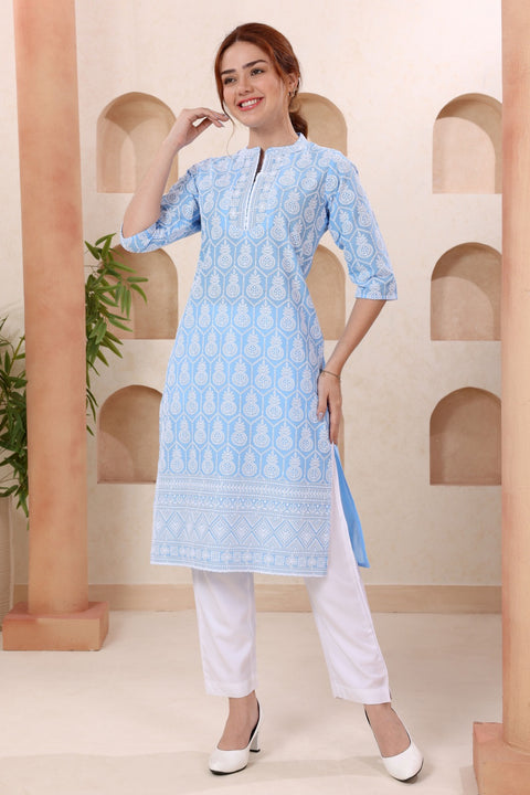 KcPc New Premium Pure Cotton Chikankari Style Party Wear Kurti