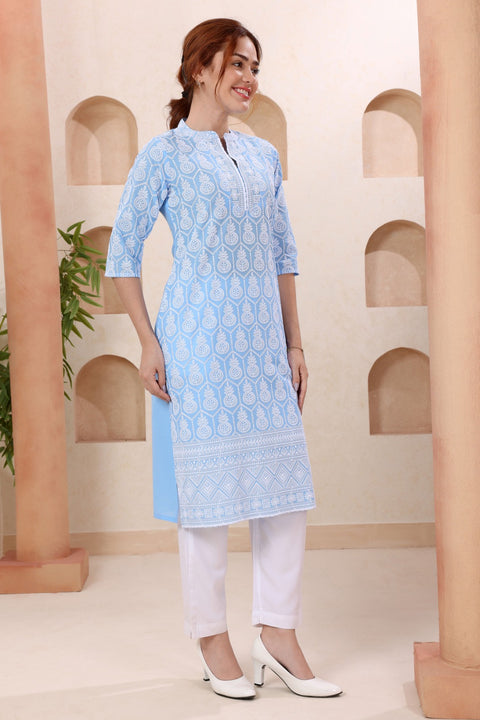KcPc New Premium Pure Cotton Chikankari Style Party Wear Kurti