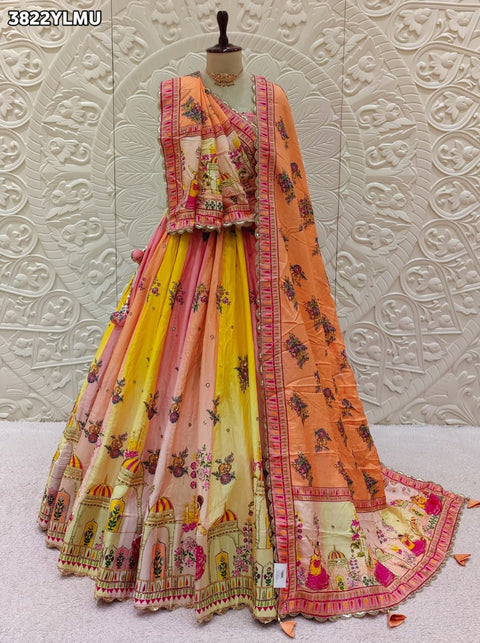 Buy Traditional Festive Wear Crepe Silk Printed Lehenga Kcpc