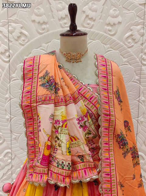 Buy Traditional Festive Wear Crepe Silk Printed Lehenga Kcpc