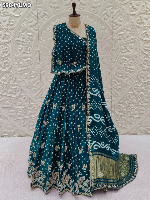 KcPc Royal Bandhani Modal Silk Lehenga with Rich Cutdana Work BTU