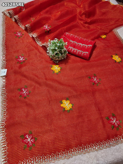KcPc New Letest Banarasi Style Kota Doriya Saree with Fine Thread Work SWA