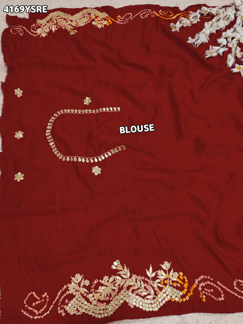 Buy Gaji Silk Saree With Bandhani Style Gota Patti Work KcPc 