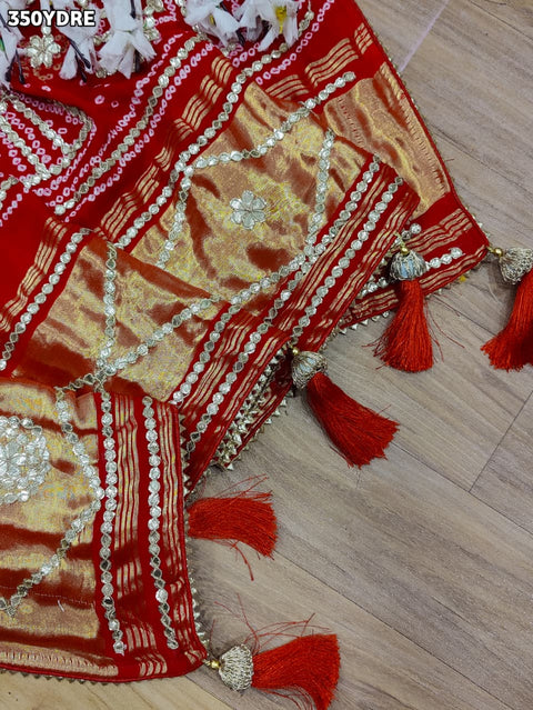 KcPc Premium Pure Gaji Silk Bridal Dupatta with Elegant Gota Patti Work  Dupatta