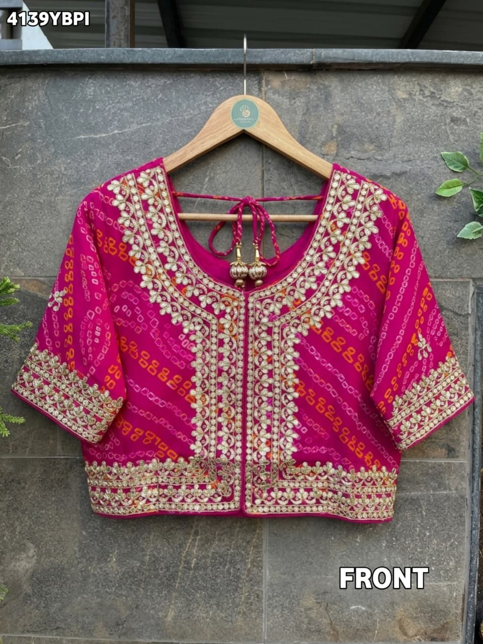 KcPc Bandhani Style Ojariya Blouse with Gota Patti WorkMEG