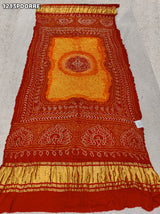 KcPc Royal Look Pure Gaji Silk Dupatta with Authentic Handmade Bandhani