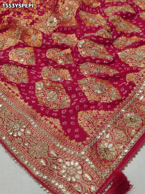 KcPcLuxury Pure Khaddi Georgette Saree with Gota Patti & Zaridoji Detailing  AMT