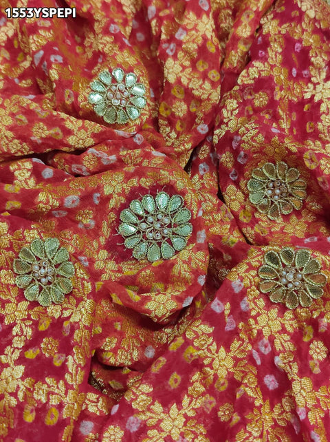 KcPcLuxury Pure Khaddi Georgette Saree with Gota Patti & Zaridoji Detailing  AMT